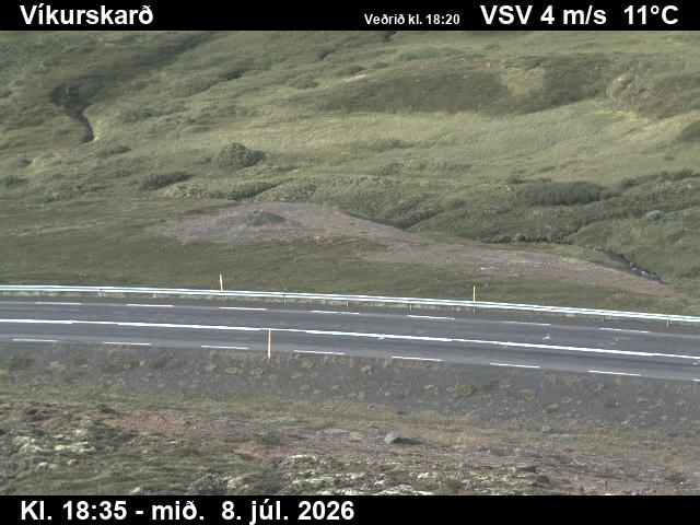 Snapshot from Víkurskarð — Víkurskarð séð niður á veg