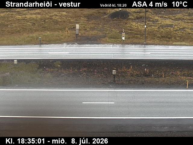 Snapshot from Strandarheiði — Strandarheiði séð niður á veg til vesturs