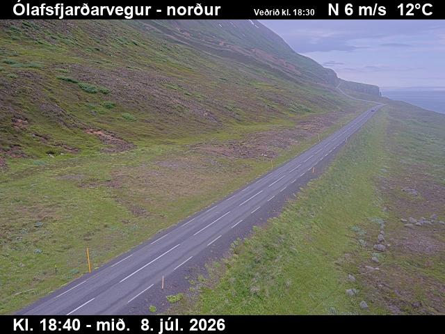 Snapshot from Ólafsfjarðarvegur við Sauðanes — Ólafsfjarðarvegur séð til norðurs