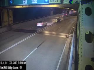 Snapshot from I-376 @ MM 69.83 (Ft Pitt Bridge_pa 837 North East Carson St/West End - Lower Deck #14) Westbound